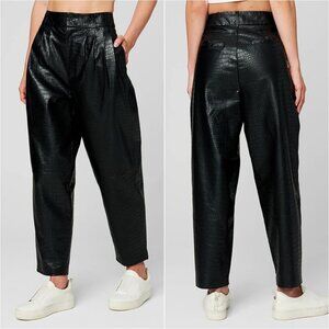 BLANKNYC Nwt Faux Crocodile Leather Pants 26 Pleated High Waist Black